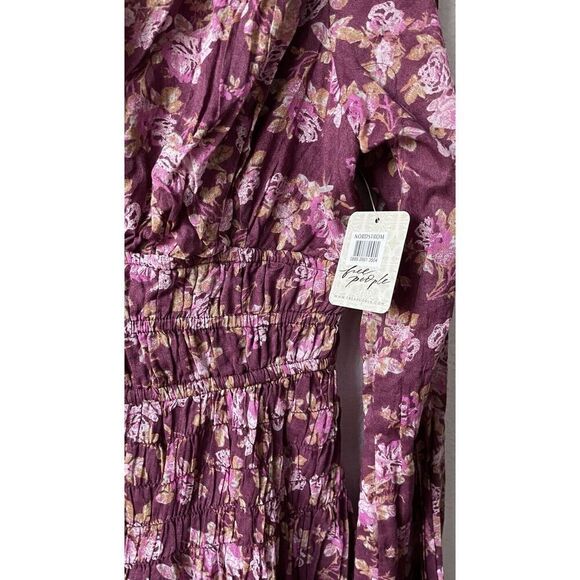 Free People Keep You Floral Print V-Neck Long Sleeve Mini Dress, Size Medium - Picture 5 of 6